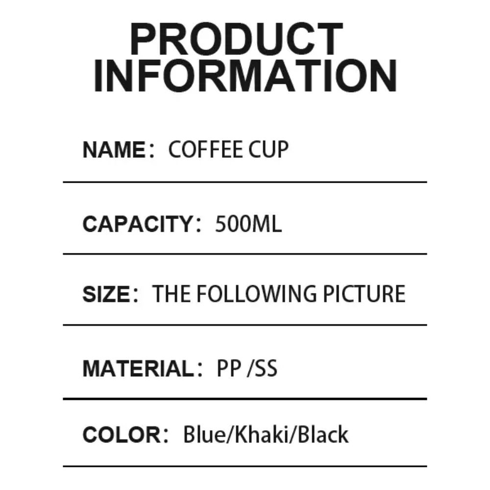 500ML Coffee Cup with Lid Water Cup Portable Thermal Cup  Heat Insulation