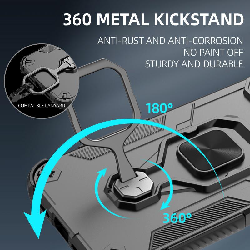 KEYSION Shockproof Armor Case for IQOO Z9 Turbo Soft Silicone+PC Upright Metal Ring Stand Phone Cover for IQOO Z9 Turbo+ Z9 5G