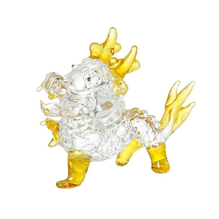 Delicate Crystal Dragon Sculpture Symbol of Luck Wealth Animals Collectible Gift