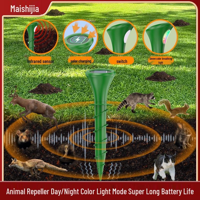 Solar-Powered Ultrasonic Mouse, Bird, and Snake Repeller for Outdoor Use