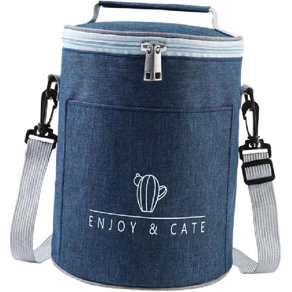 Portable Navy Insulated Lunch Bag - Oxford Cloth Thermal Cooler Tote for Camping Picnics and Travel