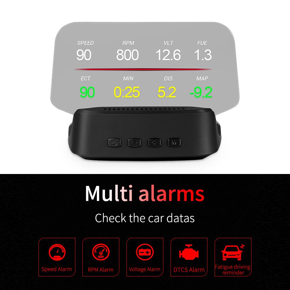 Car HUD Display OBD meter GPS Diagnostic Car Diagnostic Tool Scanner Auto Rder with Fatigue Warning Excessive Alarm for All Cars