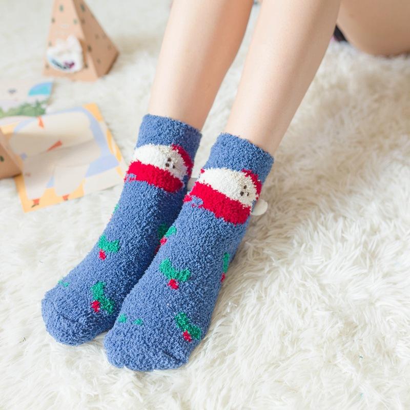 Winter Explosion Coral Fleece Women'S Socks Three-Dimensional Cartoon Terry Socks, Thickened Christmas Socks, Japanese Floor Socks