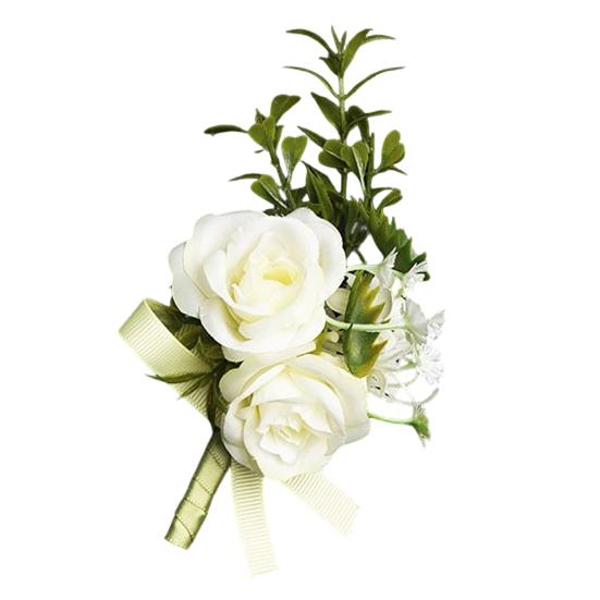 Hvid Bryllupsblomst Rustik Brudgom Knaphul til Brud Brudepige Brudgom Groomsman Vestlig Silkeblomst Fest