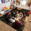 Lion Carpet Surrounded By Flowers Print Rug for Living Room, Bedroom,Office,Large Area,Rug,Stain Resistant Carpet, Fast Shipping