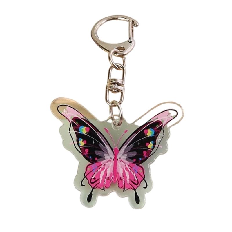 Plastic Butterfly Shaped Keychain Gift for Women Girl Keys Bags and Phones Charm Decorative Butterfly Key Rings