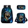 Lobi King Fashion 3D Exquisite Sternenhimmel Dinosaurier Schultasche, Atmungsaktiv Reise Outdoor Dreiteilige Multifunktionale Tasche