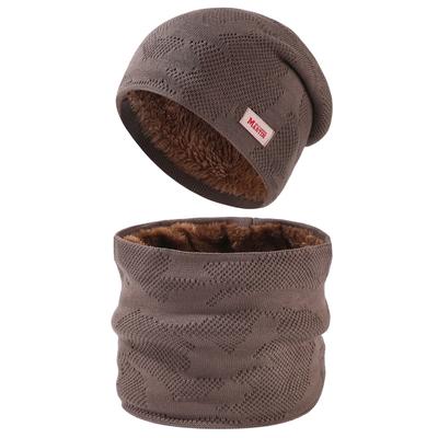 Wintermode Verdickter Schal Hut Zweiteiliges Set Damen Trend Vielseitig Gestrickter Fleece Warmer Anzug Herren