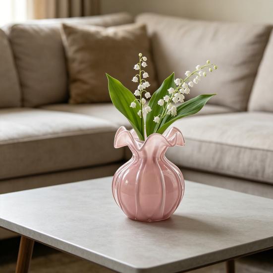 Piccolo Vaso da Fiori in Vetro Decorativo Portafiori con Apertura a Portamonete per Soggiorno Tavolo da Interno Centrotavola
