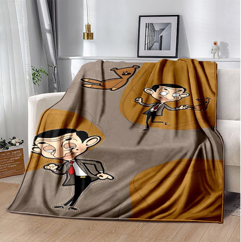 Mr Bean Flannel Blanket Soft Warm All-Season Throw, Design for Camping, Car Travel, Hiking Sofa, Bed, Office Perfect Gift for Parties