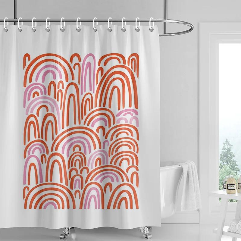 

Abstract Art Shower Curtain Waterproof Eco-Friendly Fabric -Vibrant Geometric Patterns For Modern Bathroom Decor Easy To Install W60H190(CM)-1 Pcs