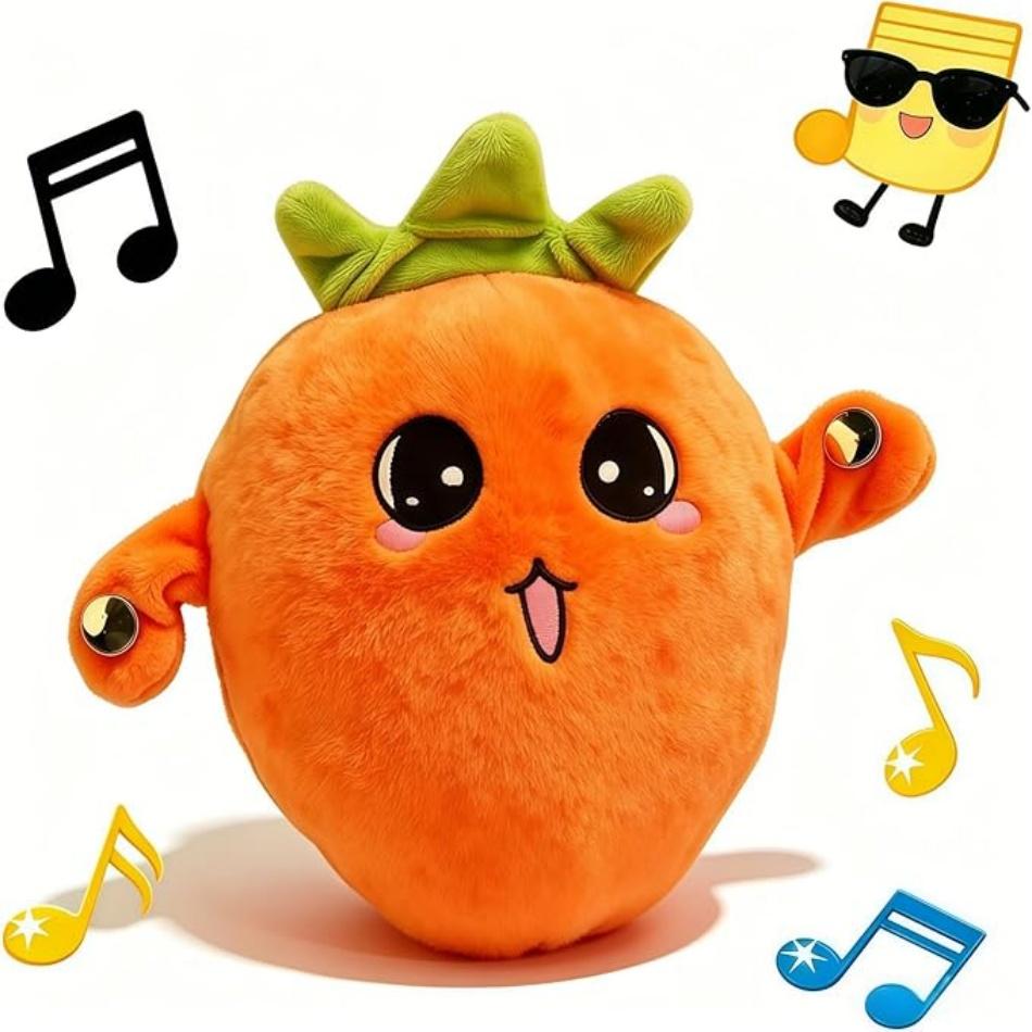 Kreative eigenartige Musikrhythmus Eltern-Kind Interaktive Plüschpuppe Bananenfrucht Induktionsspielzeug Musikwahrnehmung Fähigkeit kultivieren orange