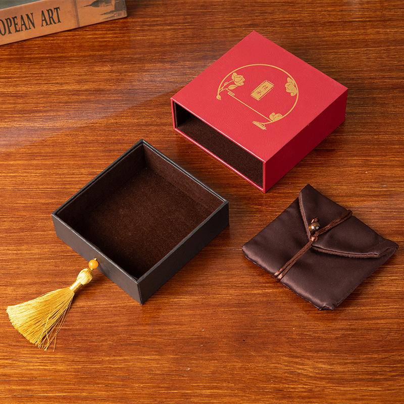 Custom Packaging Box Leather Jewelry Drawer Design Gift Box for Jade Bangle Necklace Gemstone Display Storage