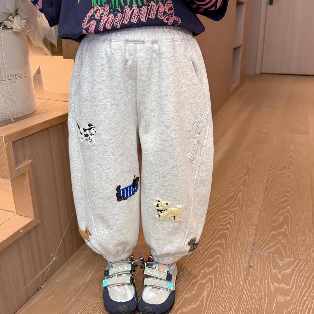 Girls' Fashionable Embroidered Sweatpants for Spring & Autumn 2025