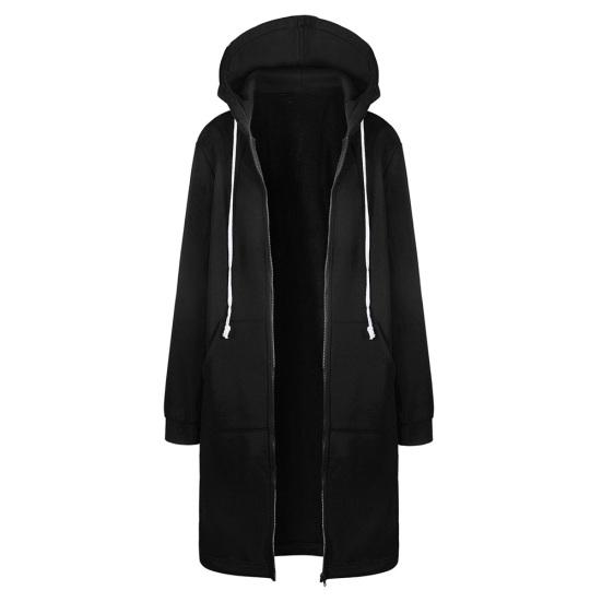 Chic Lady Solid Color Long Sleeve Casual Hooded Sweatshirt Coat Zipper Outwear