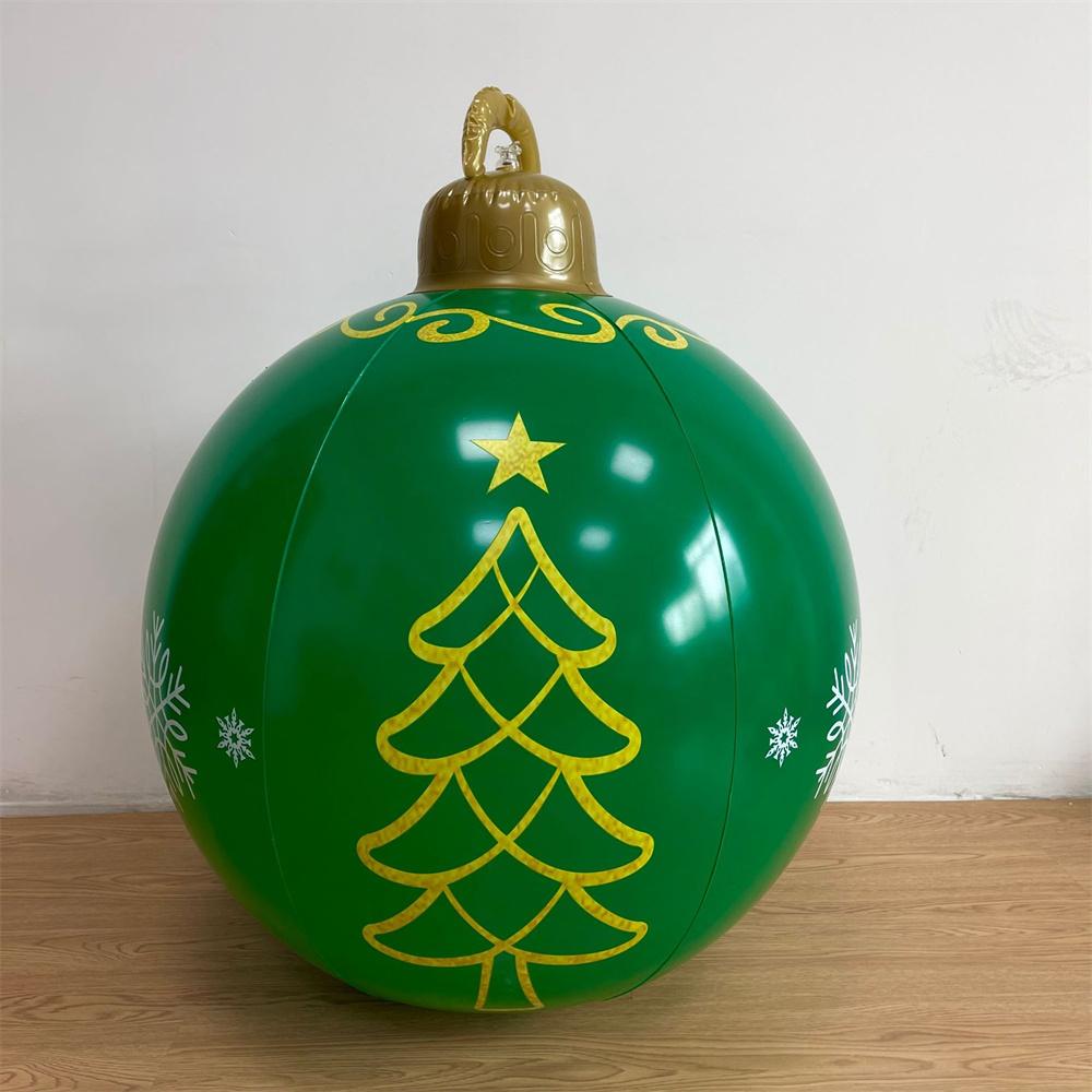 Giant Inflatable Ball Christmas Decoration With Led Light 80*60cm Outdoor Xmas Garden Decoration Inflatable Red Green Toy Ball