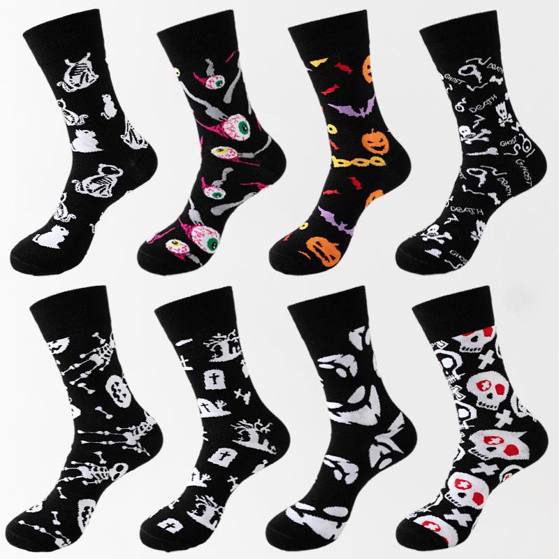 8 Pairs of New Men's Socks Plus Size Cotton Halloween Tube Sock Thanksgiving Women's Socks