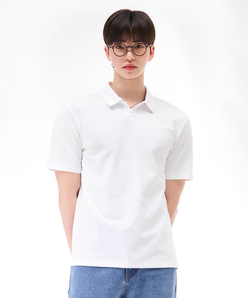 CHASECULT Men'S Open Collar Short Sleeve T-Shirt - White