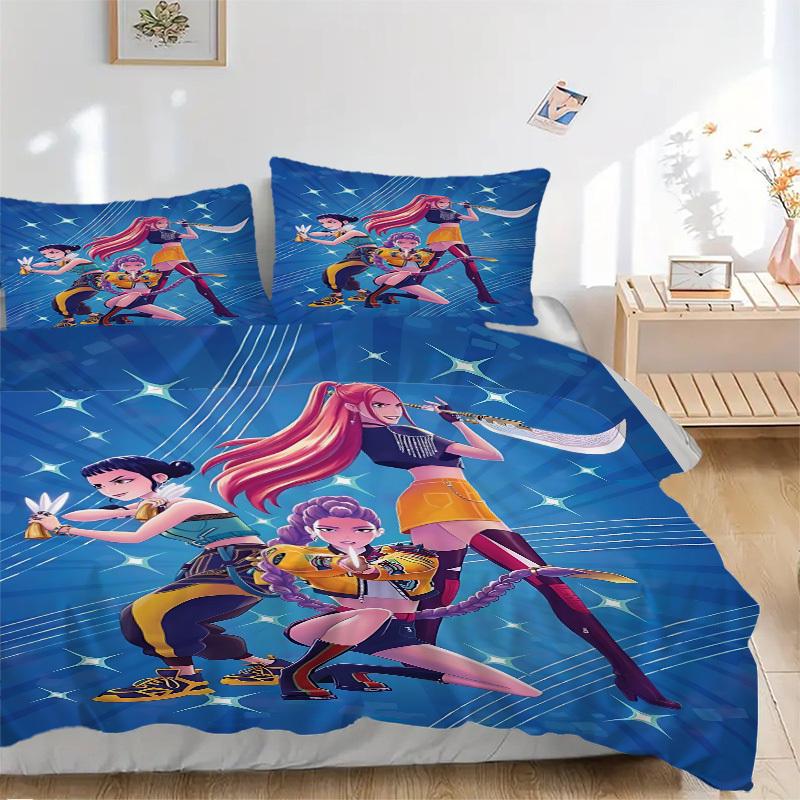 

3pcs KPOP Demon Hunters, Huntrix Bedding Set: Perfect for Bedroom or Guest Room. Soft and Comfortable with No Core Included yy251009179 135x200cm