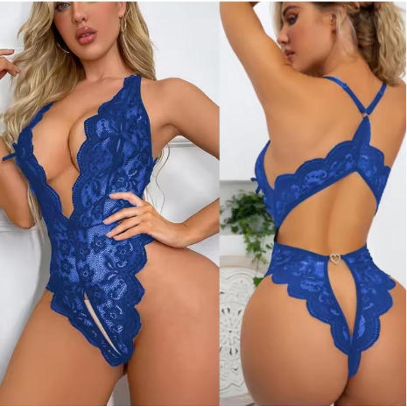 Sexy Lace Backless Deep V One Piece Lingerie for Women with Diamond Heart Design Erotic Teddy Intimate Wear In Four Styles