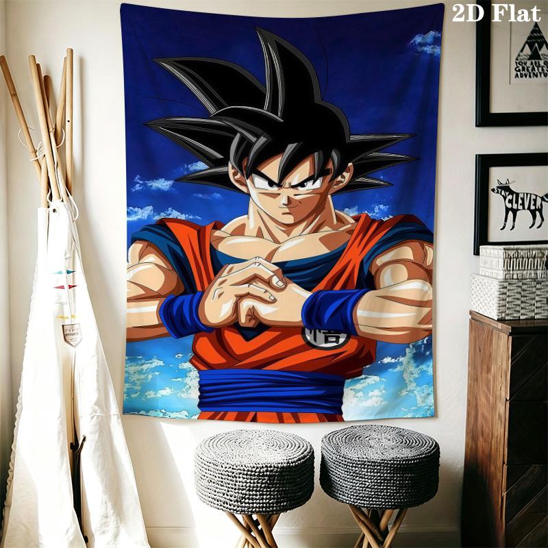 Cute Cartoon Son Goku Wall Tapestry Aesthetic Wall Hanging Printed Fabric Blanket Decorative Tapestries For Bedroom Living Room Home Decor
