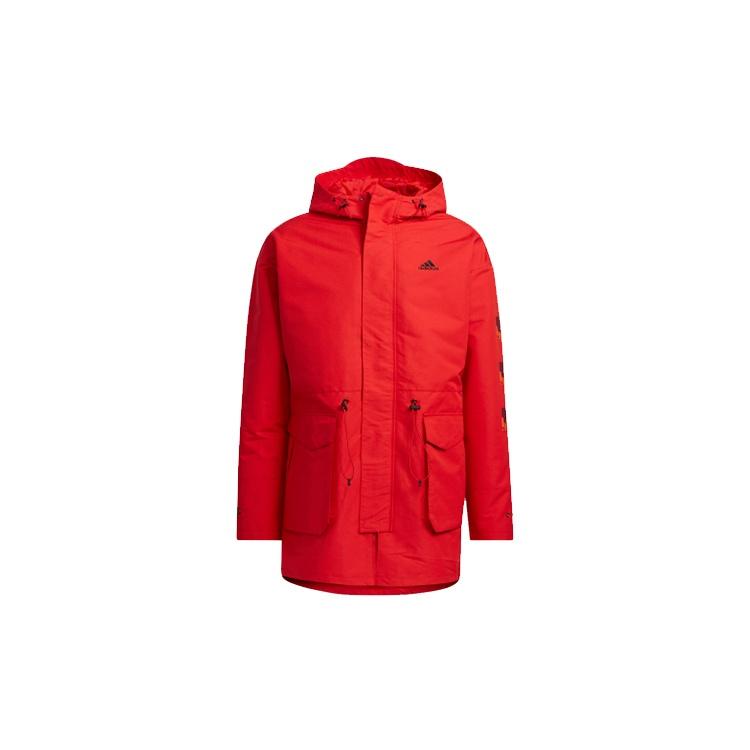 adidas Cny Jkt Top Sports Training Printing hooded Fleece Lined Woven Jacket Red Men s H37918 XL