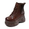 Herbst und Winter neue Plateau Martin Stiefel Damen Leder Britischer Stil klein retro braun Innenhöhe Erhöhung kurze Lederstiefel