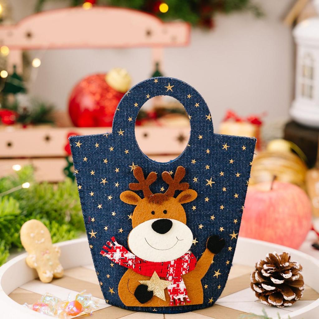 Christmas Bags For Treats 4 Pieces Santa Claus Christmas Candy Bags Handbag Cute For Prizes Cake Beer Bottles Chocolates