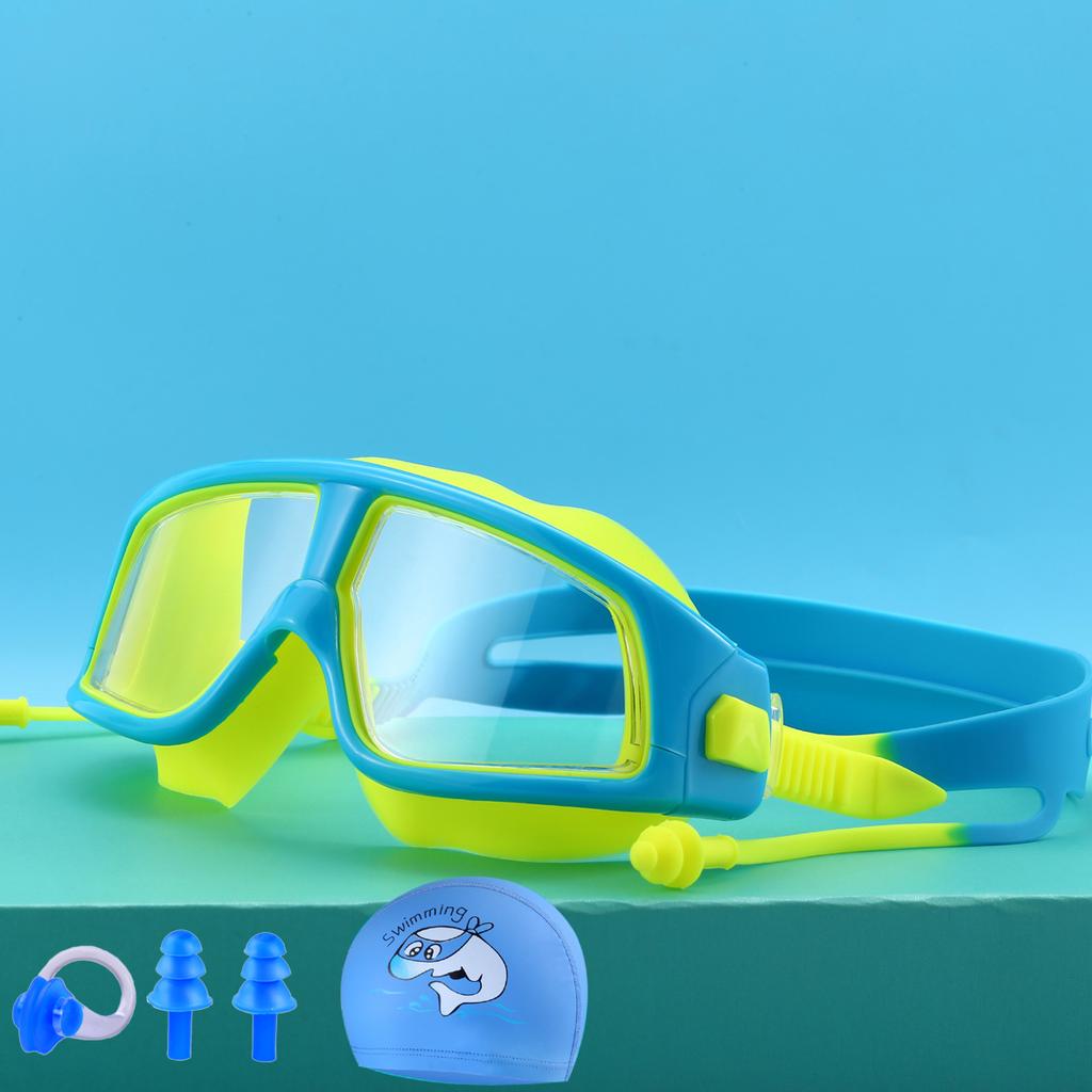 Ochelari de înot cu ramă mare pentru copii cu dopuri de urechi Ochelari de înot anti-aburire Ochelari de piscină de plajă pentru băieți și fete Înot