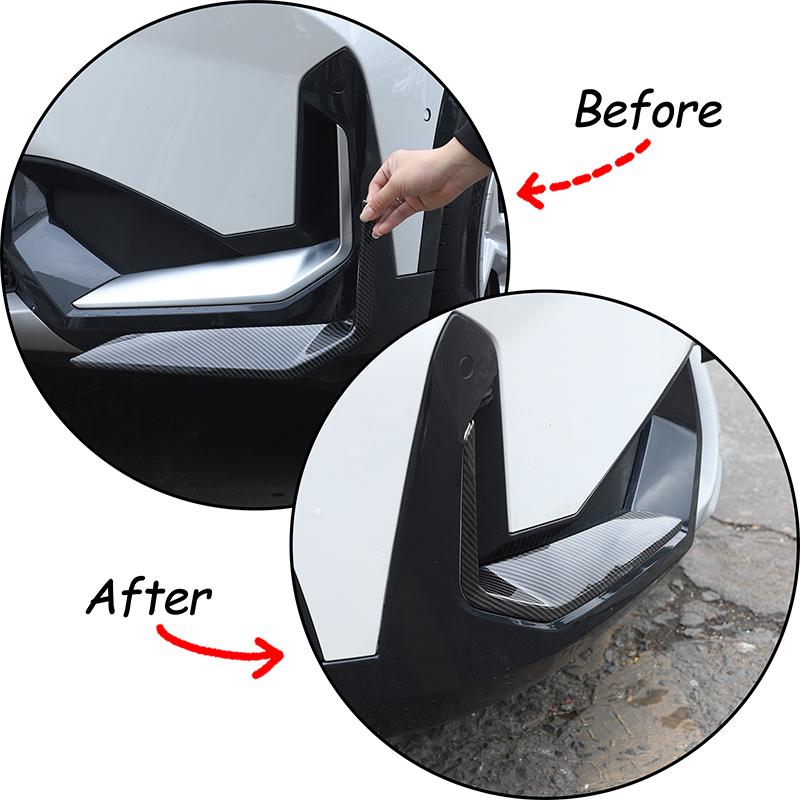 For BMW X1 iX1 U11  2024 ABS Carbon fiber/Black Car Front Bumper Side Molding Cover Trim Accessories