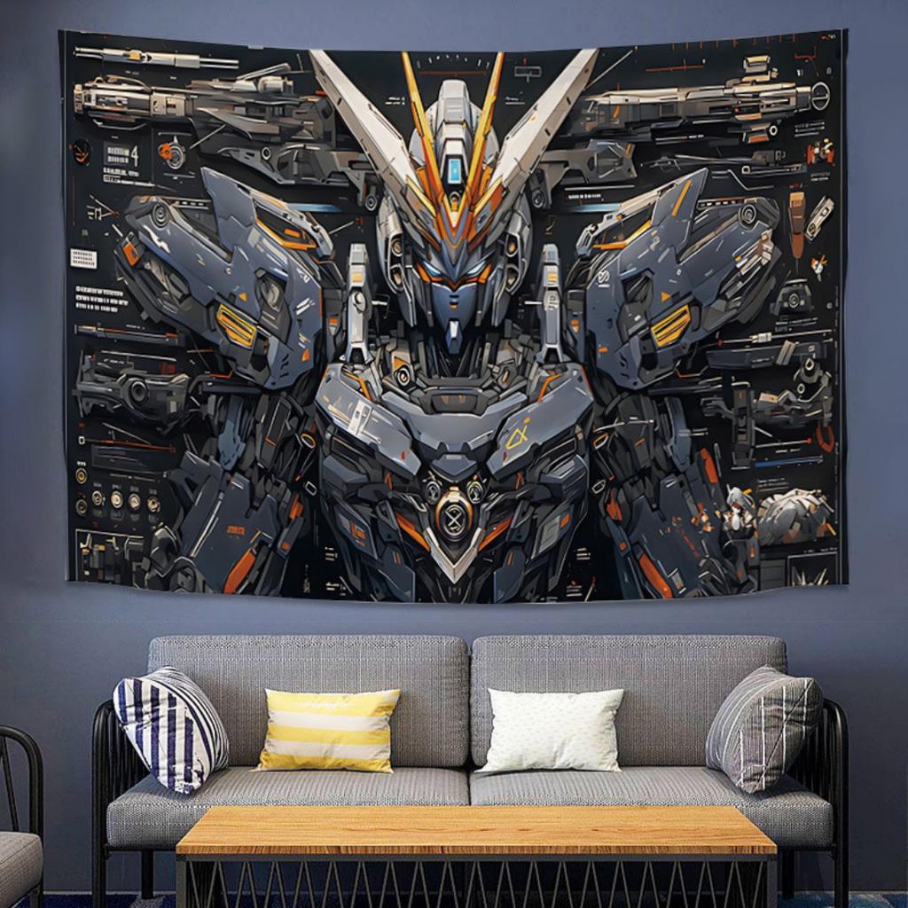 Gundam Anime Tapestry Mobile Suit Background Fabric For Dorm Rental Room Decor Wall Hanging Art Bedroom Living Space