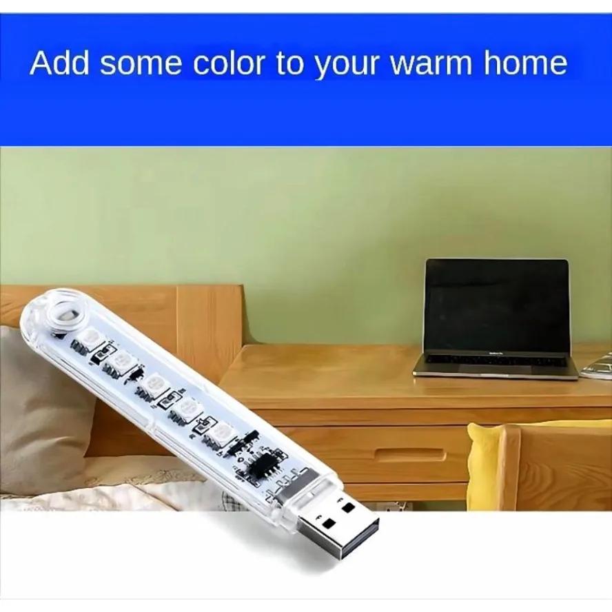 Kolorowa lampa nocna RGB USB LED z przełącznikiem, ściemniana, COB LED, komputerowa, mobilna, zasilana, do ładowania książek, ochrona oczu, lampka do czytania