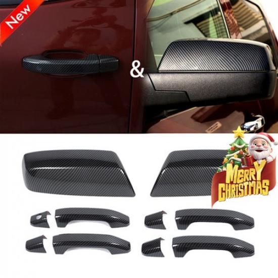 For 14-18 Chevy Silverado /GMC-SIERRA Carbon Fiber Door Handle Mirror Cover Trim