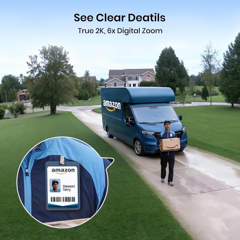 5MP Beveiligingscamera's Buiten Draadloos 2 Camera-Kit, Zonne-energie Home Beveiligingscamerasysteem met 360° Pan & Tilt Auto Tracking 2K Kleuren Nachtzicht