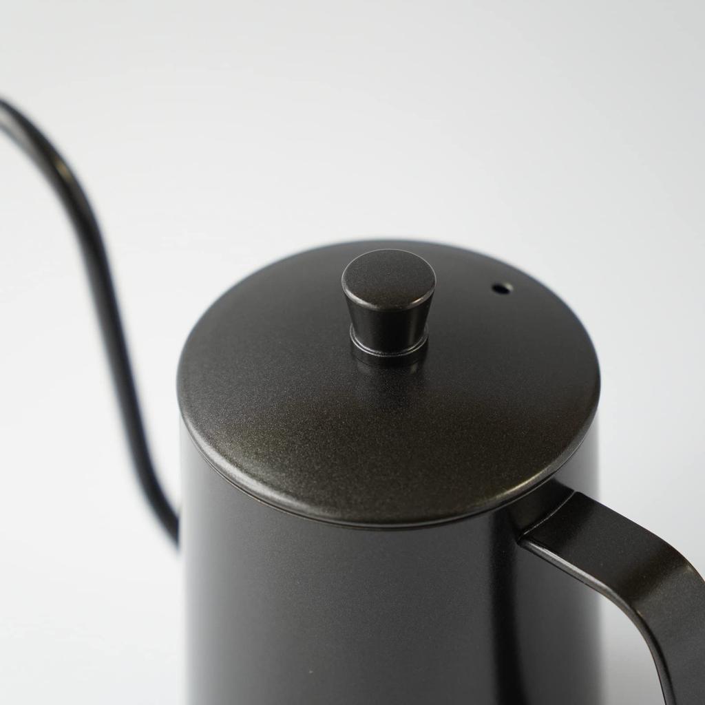 FUN COFFEE Drip Pot, 600ml, Direct Heat, Narrow Mouth, Coffee Kettle, Stainless Steel, with Lid, OutdoorCamping Kettle, Black (co-0012-2)