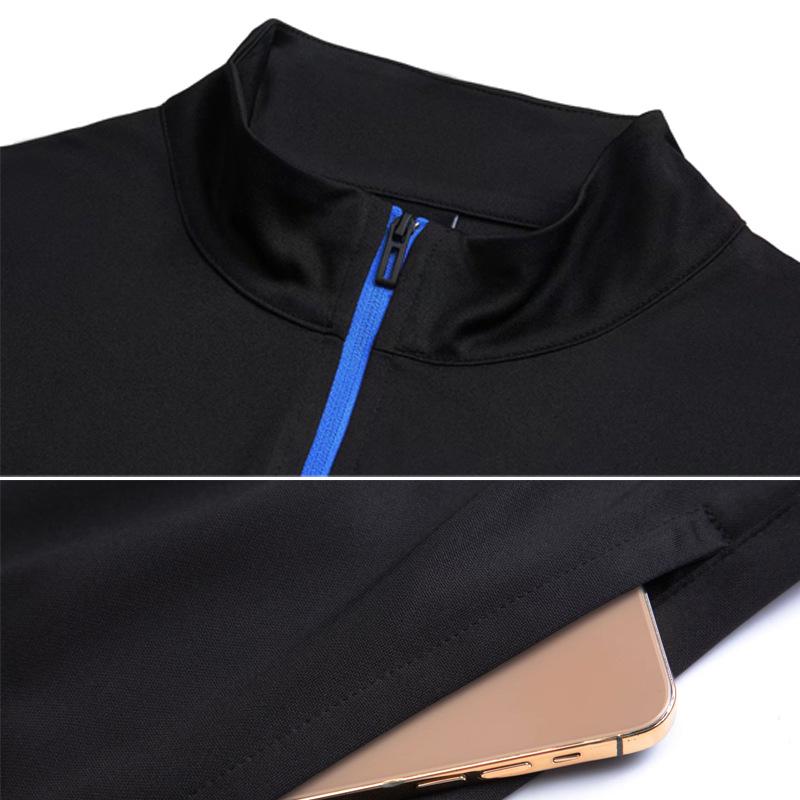 Vyriškas futbolo treniruočių kostiumas su pusiau užtrauktuku ilgomis rankovėmis rudeniui/žiemai - studentų klasės uniforma su spaudiniu dizainu