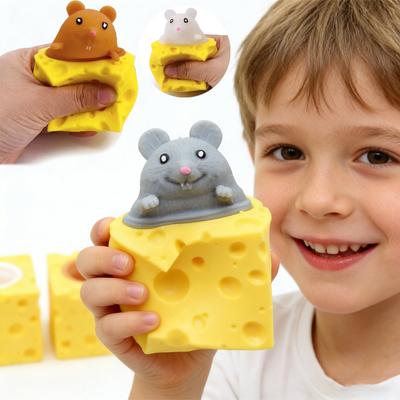 Quebra-cabeça de Rato de Queijo para Animal de Estimação Aliviador de Estresse Queijo Pinça Divertida Bola Anti-Estresse Esquilo Ventilação Copo Brincadeira Brinquedos Fidget Brinquedos Anti-Estresse para Criança Adulto