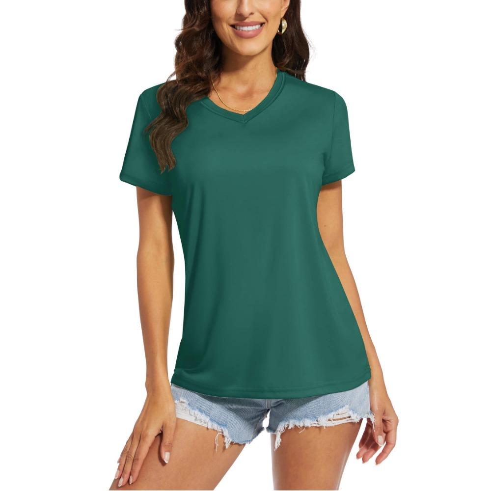TACVASEN UPF 50+ Summer Short Sleeve V-Neck T-shirts Womens Sun Protection T-shirts Quick Dry Hiking Running Tee Shirts Tops