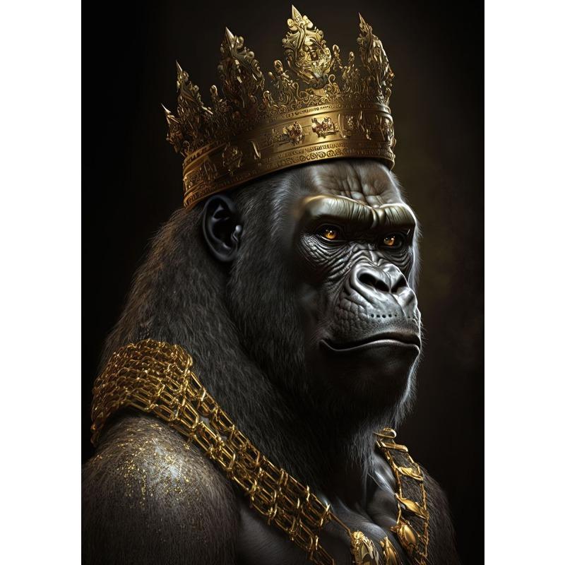 Luxury Gold King Animal Posters Gorilla Leopard Deer Lion Tiger Eagle Fox Canvas Painting Wall Art Pictures Room  Home Decor