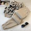 Women Long Sleeve Knitted Leopard Pullover Sweaters Elastic Waist Pants Sets Fashion Trousers Two Pieces Costumes Outfit