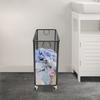 Rectangular Iron Rolling Laundry Basket,Black Laundry Basket with 4 Wheels,Iron Pipe 13mm Freestanding 43*23*45cm for Balcony