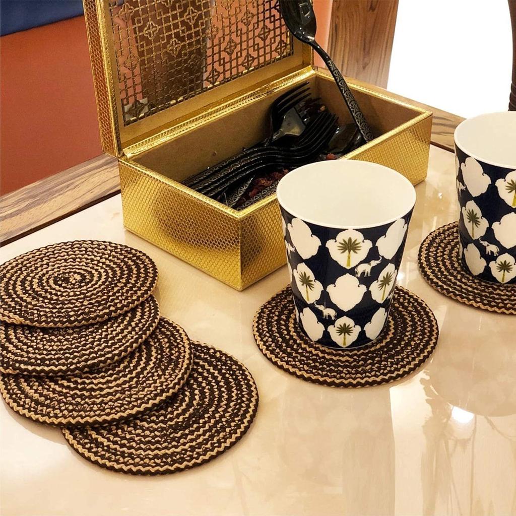 Polypropylene Round Coaster Set (6 PCS Set) Machine Washable Absorbent Size: 5 inch Diameter