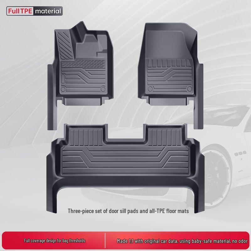 TPE Surround Titanium 7 Car Floor Mats with Leopard Print Door Sill - 2025 Edition