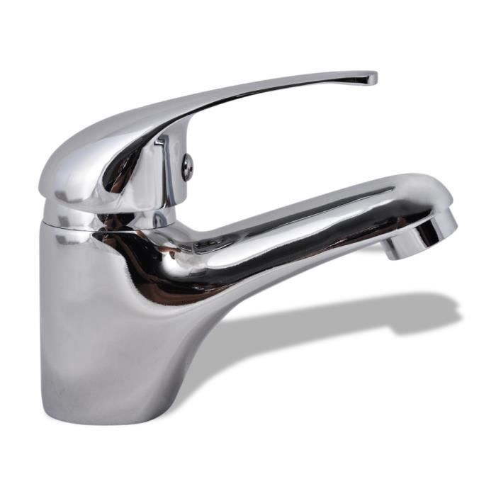 Robinet de lavabo - VIDAXL - Monotrou - Chromé - Hauteur totale 100mm - Diamètre de perçage 130mm