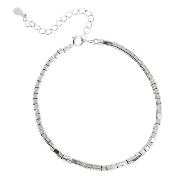 925 Sterling Silver Geometric Bracelet For Women Fashion Fine Jewelry Wedding Party Gift