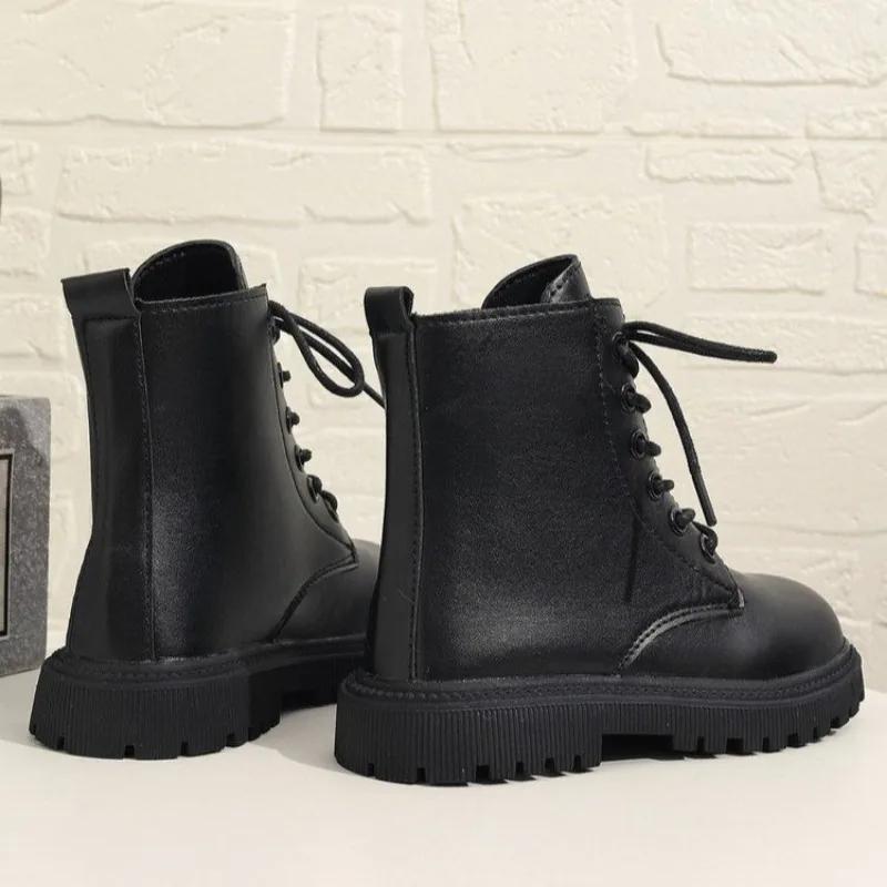 Shoes for Women 2024 High Quality Front Lace-up Women's Boots Fashion Round Toe Modern Boots Women Hot Sale Solid Ankle Boots