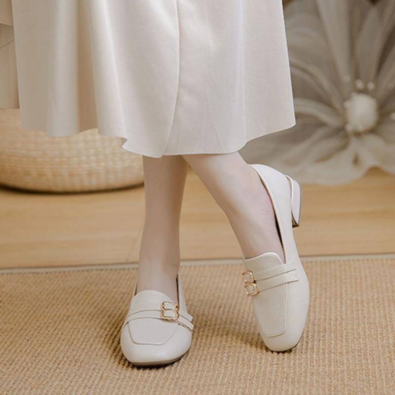 

2025 Новые женские лоферы Летние Мягкая подошва Натягивающиеся Удобные Туфли на массивном каблуке Повседневная одежда Модная обувь для платья 40