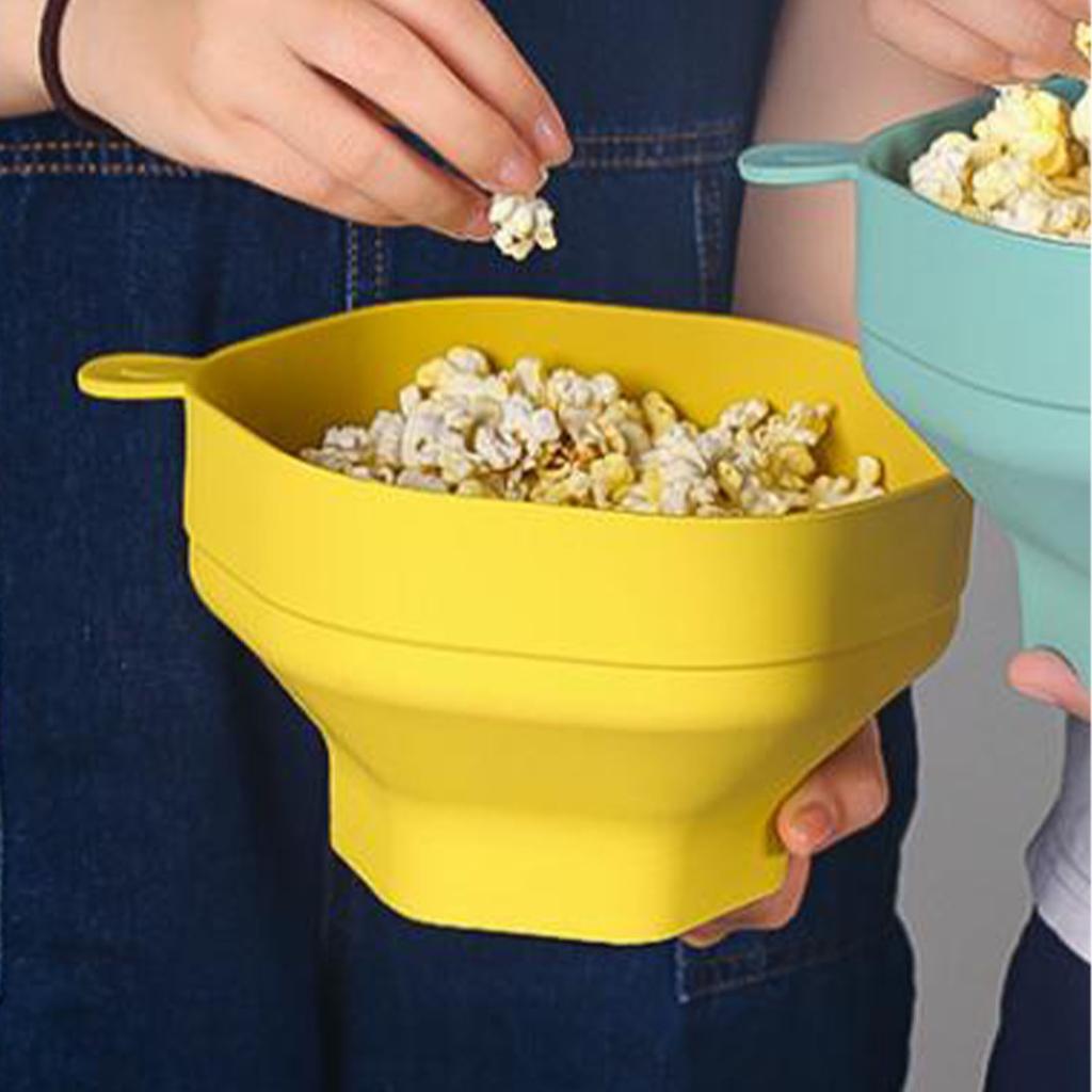 Silicone Popcorn Bucket with Handle Foldable Large Capacity Heat Resistant Microwave Popcorn Maker