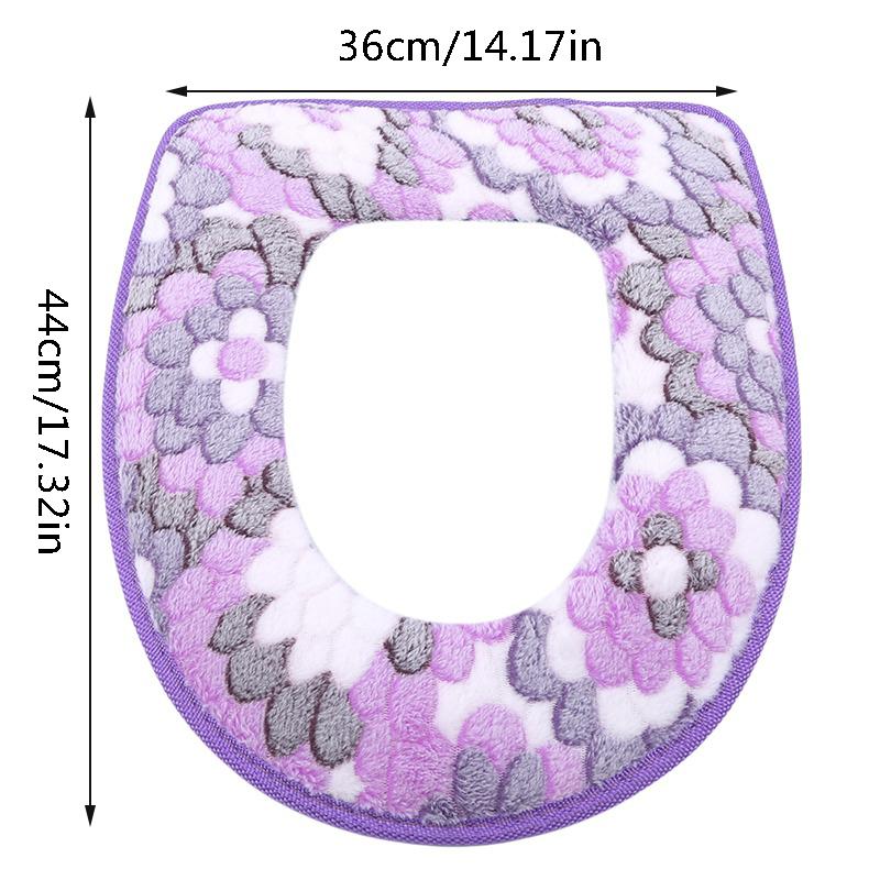 Toilet Seat Covers Flannel Winter Warm Prints Thicken Comfortable Gentle Toilets Cushion Bathroom Essential Accessories