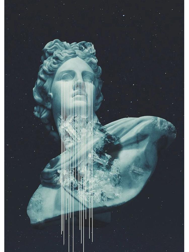 Vinatge Space Collage Night Sky Posters Canvas Painting Galaxy Moon Surrealism Wall Art Picture For Living Room Home Decoration